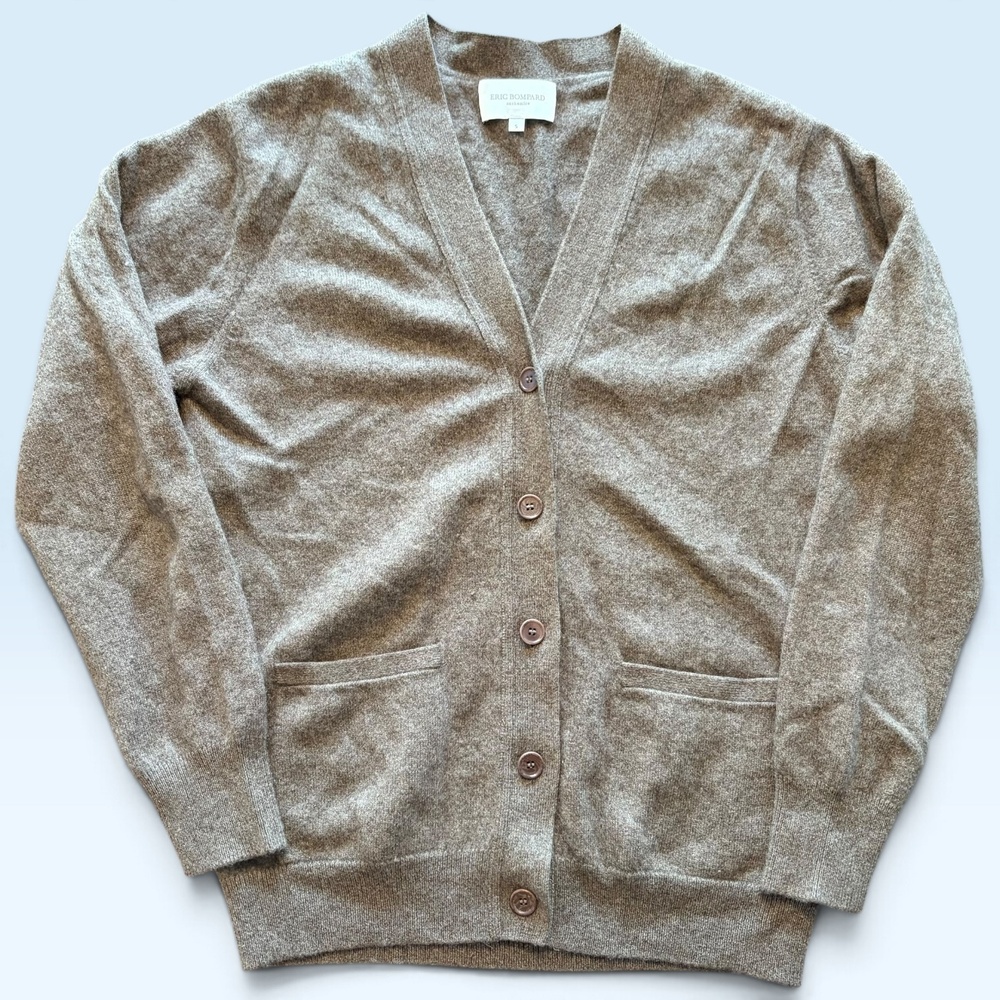 Eric Bompard Sweater Cardigan Womens Small Brown 100% Cashmere Pockets V Neck